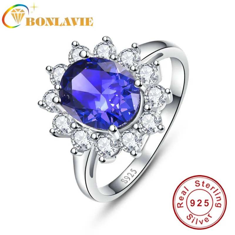 925 Sterling Silver Jewelry Wholesale Classic Blue Ring Stone 4.4ct Natural Tanzanite Rings for Women Size 925 Fine Jewelry