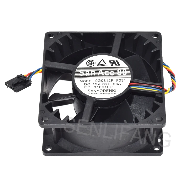 ดีทดสอบสำหรับ SANYO 9G0812P1F031 DC 12V 0.58A 80X80X38มม.4เส้นคอมพิวเตอร์ Cooler พัดลม