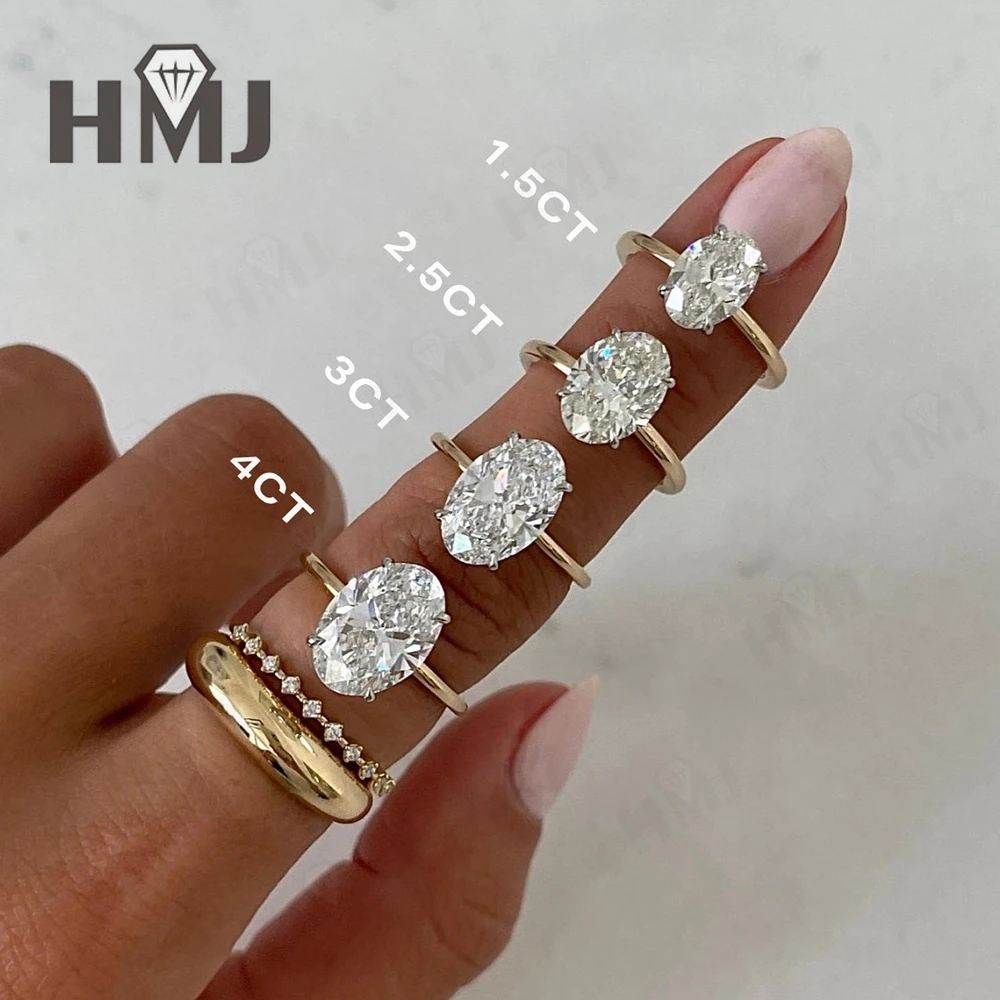 Anpassbarer Verlobungs-Solitärring aus 14-karätigem 18-karätigem Gold, 1 Karat, 5 Karat ovaler VVS1-Verlobungsring mit Moissanit-/Laborgewachsenem Diamant – Detail 11