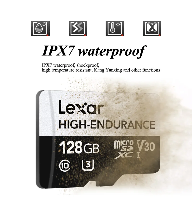 Lexar High Endurance TF-Karte 32GB 64GB 128GB Hochgeschwindigkeits-Speicherkarte bis zu 100MB/s C10 U3 MicroSDXC V30 TF Überwachungskarte – Detail 4