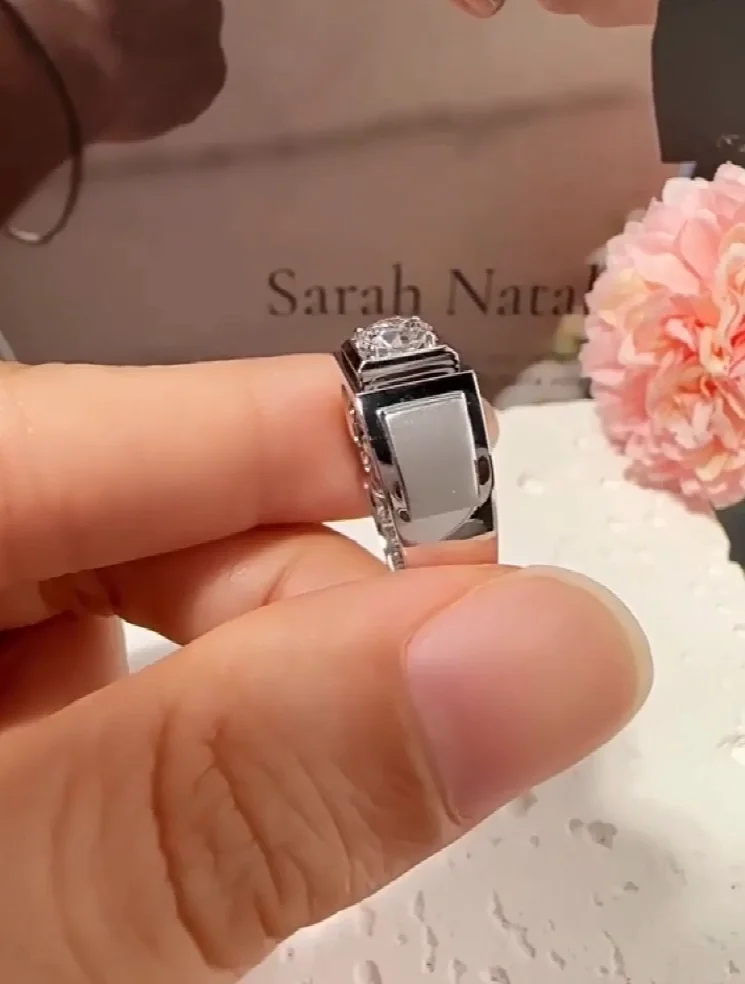 

LUXURY 3 Carat Solid 14K White Gold Man Ring IGI Lab Growing Diamond Ring Round D VS1 Diamond wedding ring Engagement Ring