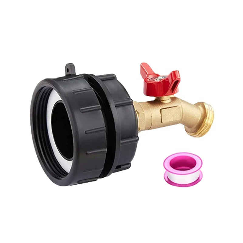 

Brass IBC Tote Fittings Adapter,275-330 Gallon Tote Valve Fine Thread Adapter Replace, Drain Adapter with Ball Valve