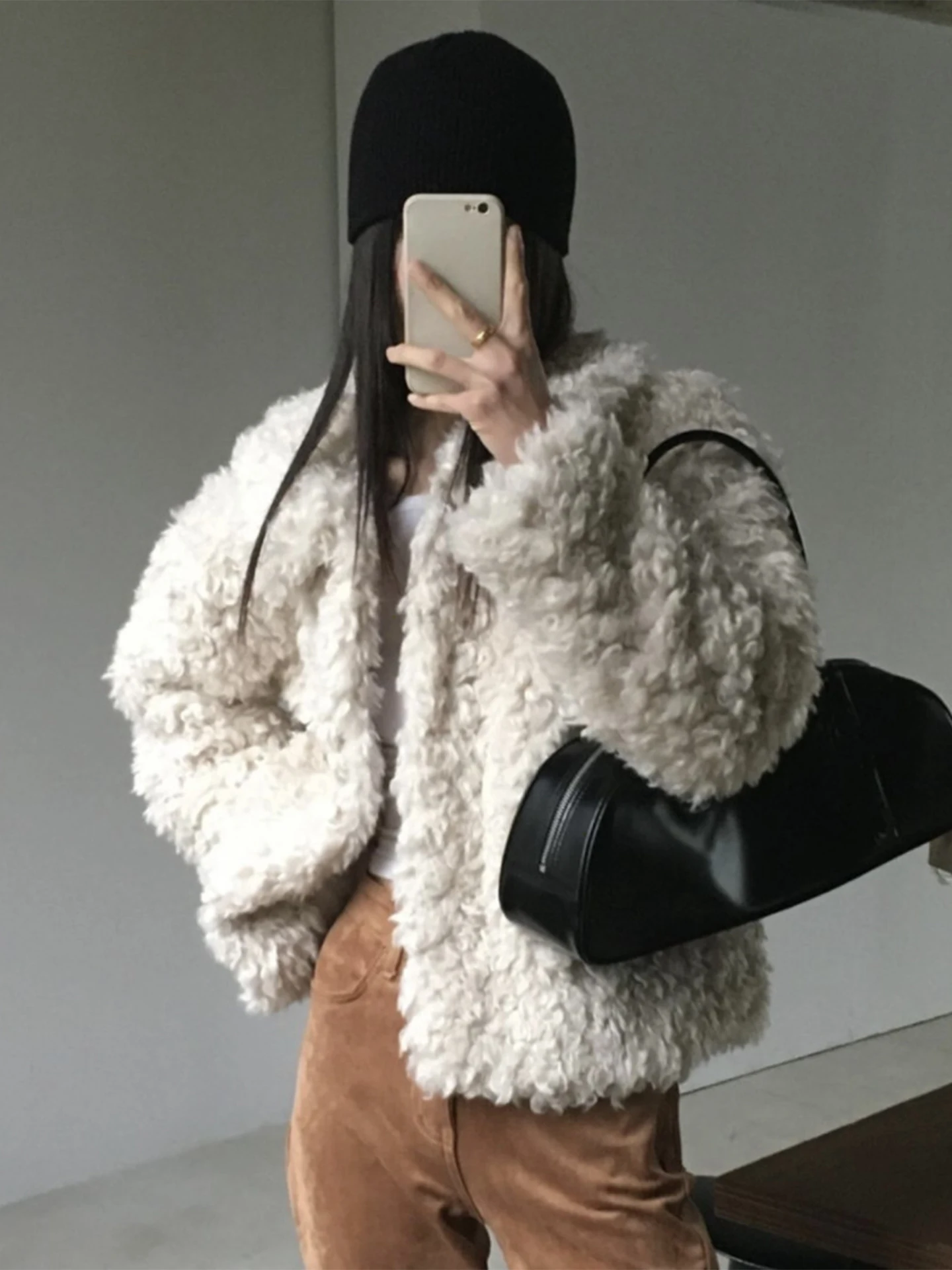 Liangliang Lamb Fur Jacket Women's Autumn Winter Korean Design Integrated Leather Fur Artificial Fur Coat Casual Style Zipper