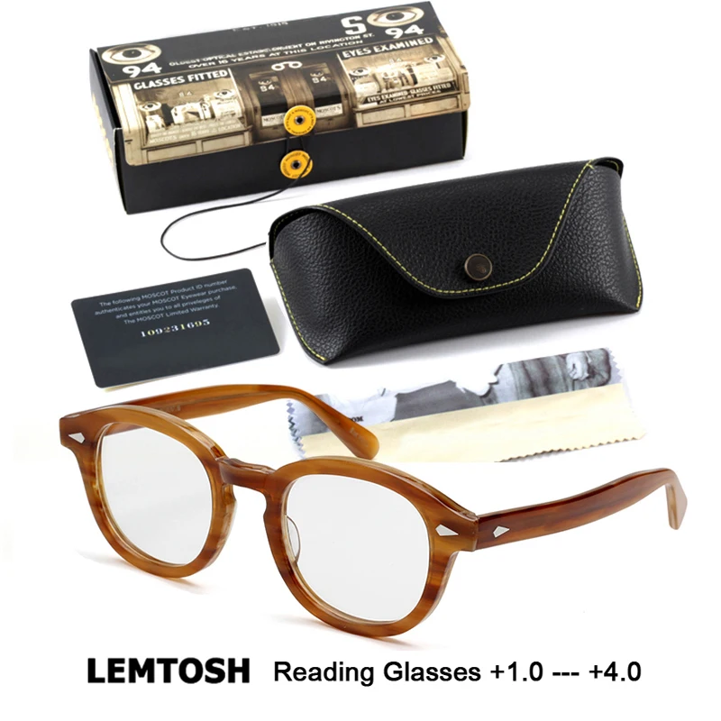 Lemtosh Reading Glasses Women Man Johnny Depp Readers Eyeglasses Vintage Brand Acetate Frame Presbyopic Diopter +1.0 +2.0 +4.0