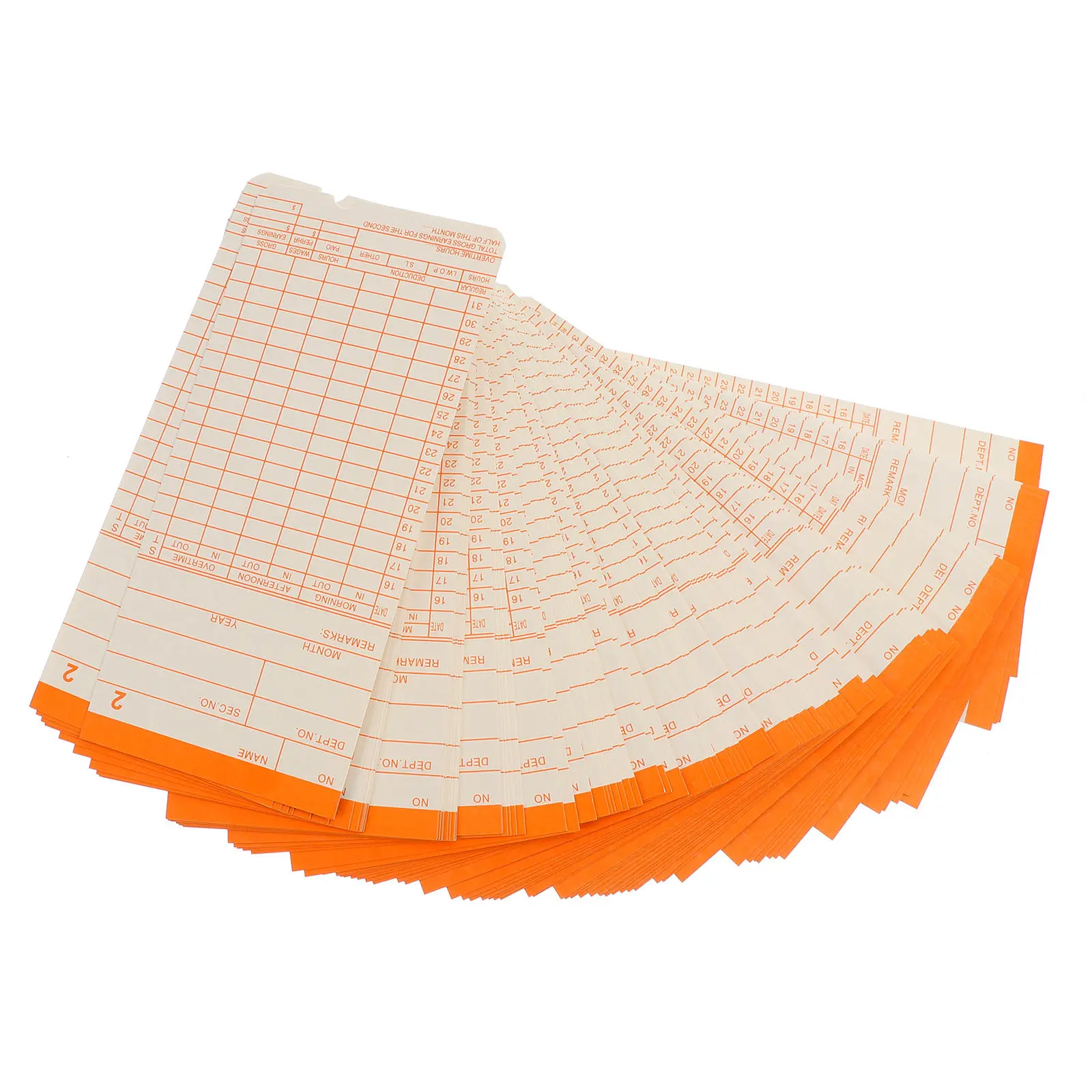 

100 Sheets Genuine Monthly Clocking Cards Exquisite Workmanship Non-Peel Font Office Time Card Recording for Office Attendance