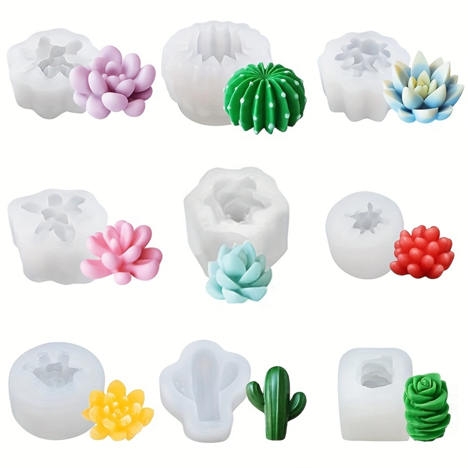 

9pcs, 3D Silicone Succulent Plant Chocolate and Candy Molds - Perfect for Baking and Fondant - Kitchen Gadgets and Accessories