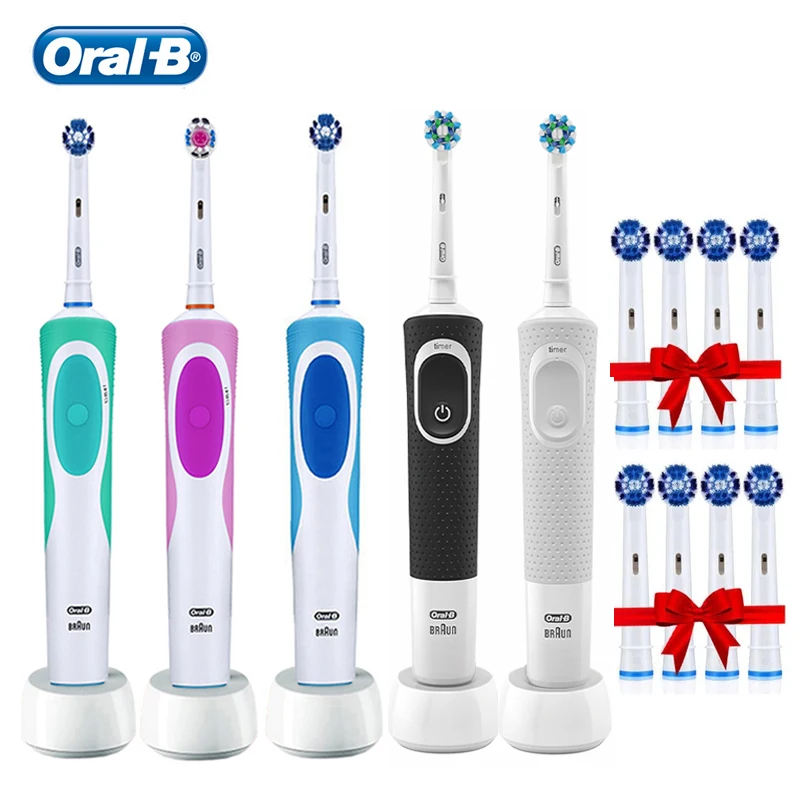 

Oral B Vitality Electric Toothbrush Adult Rechargeable Toothbrush Rotation Type 3D Whiten Teeth Waterproof Brush with 8 Heads