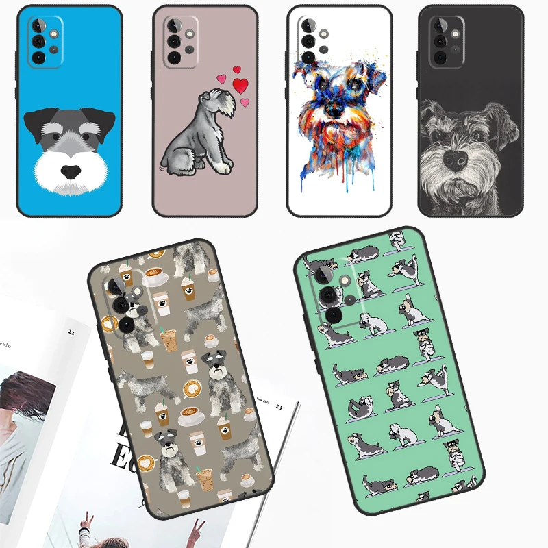 Cartoon Schnauzer Dog Case For Samsung Galaxy A54 A34 A14 A13 A33 A53 A12 A32 A52 A71 A51 A15 A25 A55 A35 Cover