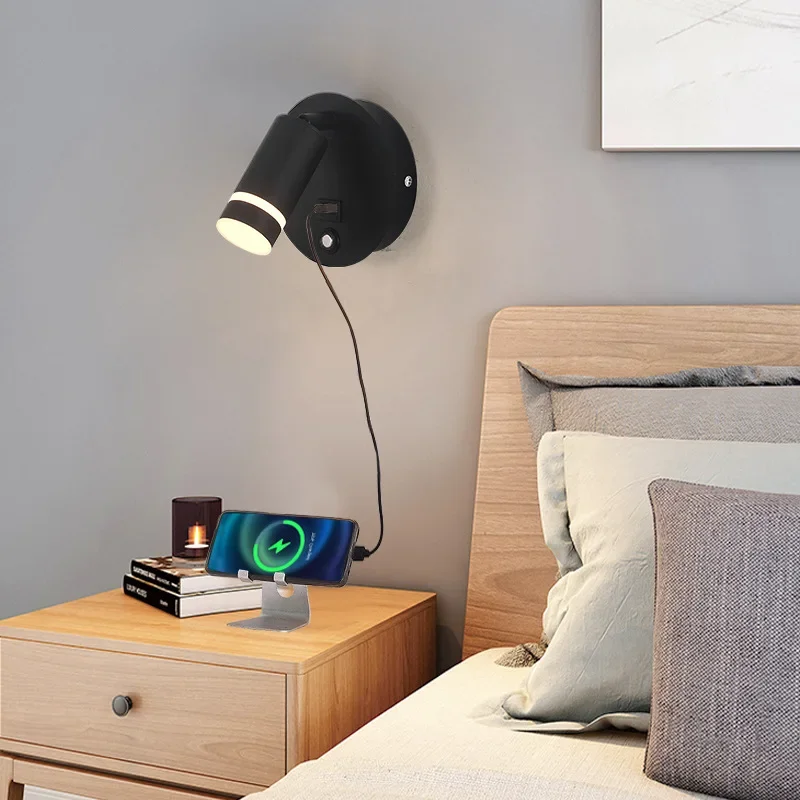 

Rotatable Bedroom LED Reading Light USB Port Bedside Wall Lamp TypeC Charging Switch Sconce Study Indoor Wall Spotlight