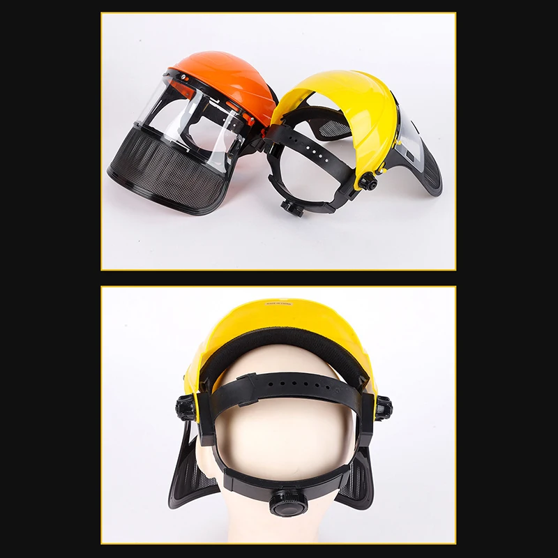 حديقة العشب الانتهازي الاعشاب خوذة أمان قبعة مع قناع شبكي كامل الوجه لتسجيل آلة تقطيع الفراشي حماية الغابات #5
