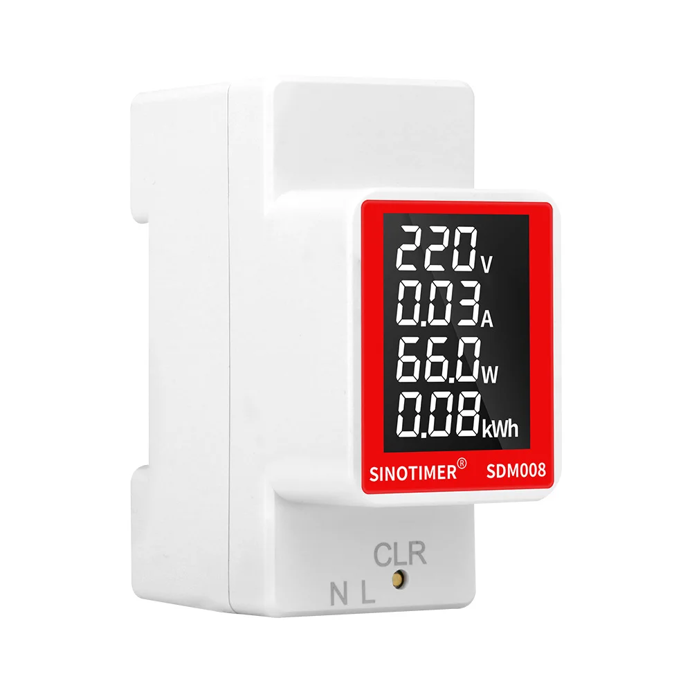 SDM008 AC Din Rail Multifunctional Meter with LCD Display Measure AC Power Voltage Current Active Power Energy Consumption Meter