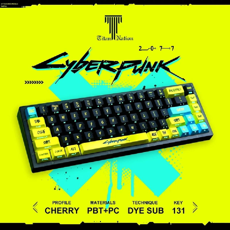 Titan Nation Cyberpunk Character Theme 131 Keys Pbt+Pc Side Transparent Hot Plug Keycap Customized Original Height Translucency