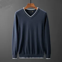 Männer Pullover Mode V-ausschnitt Gestrickte Pullover Slim Fit Frühling Herbst Koreanische Mens Kleidung Täglichen Weiß Schwarz Pullover Männer Pullover