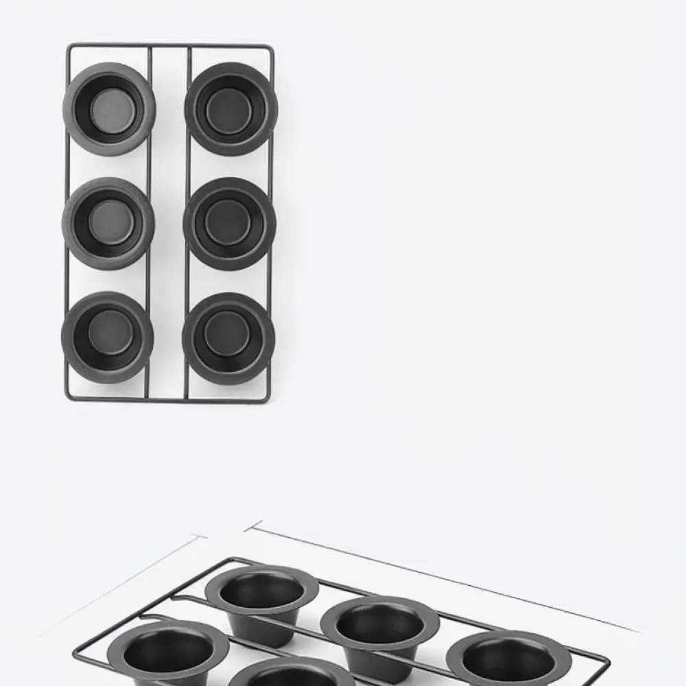 6 Cup Baking Tray Carbon Steel Muffin Pan Nonstick Cake Mold For Home Oven Bakeware Pastry Tool Dessert Making Supplies