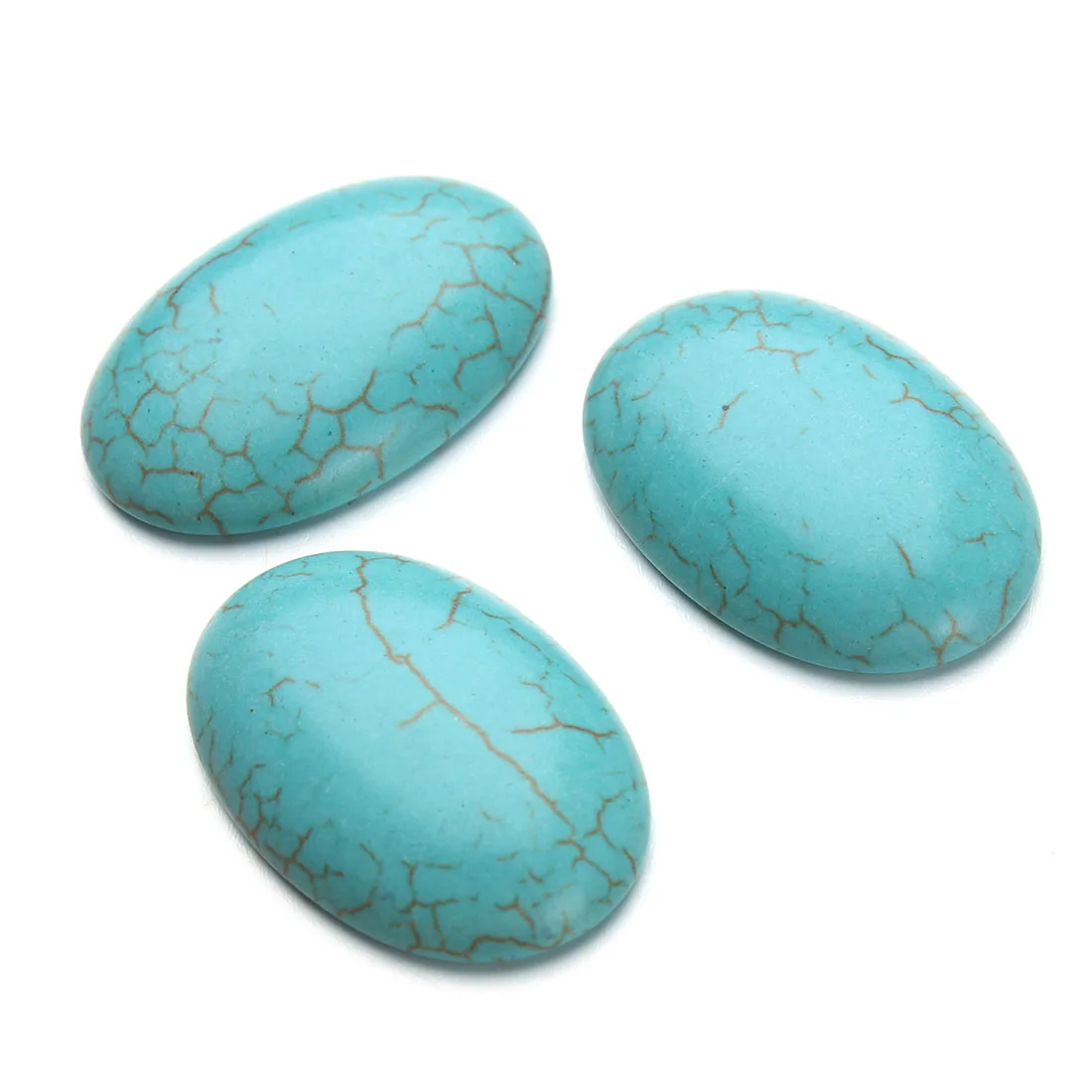 10 teile/los Blau Türkisen Naturstein Perlen Cabochon Flache Rückseite Oval Cabochons Cameo Für Schmuck Machen DIY Ring Zubehör – Detail 3