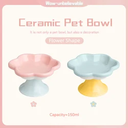 Ceramic cat bowl pet supplies cat food bowl cat canned bowl cute cat small plate flower shape cat snack plate cat supplies