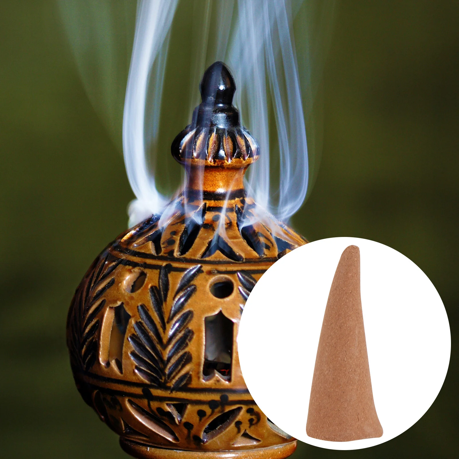 

150Pcs Natural Sandalwood Grain Incense Cones Backflow Natural Sandalwood Cones Fragrant Grain Backflow Sandalwood Cones