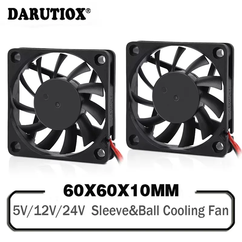 

Darutiox DC 5V/12V/24V Sleeve&Dual Ball Bearing 60mm 6cm 60x60x10mm Cooling Fan 6010 Brushless Cooling Cooler Fan