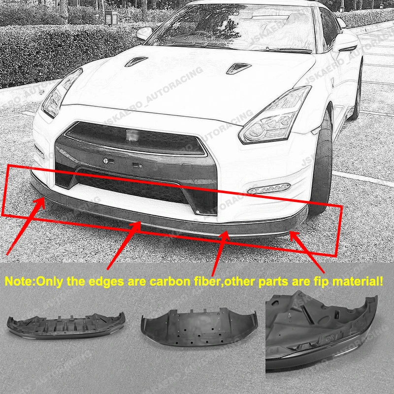 For Nissan GTR 13-16 R35 OE Front Bumper Bottom Lip w/Undertray Carbon Fiber car BodyKits