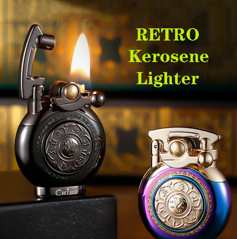 CHIEF gas/kerosene refill lighter. Vintage Metal Triple Torch Jet Extract Cigar Windproof Flame Lighter Gadget Men\'s Gift