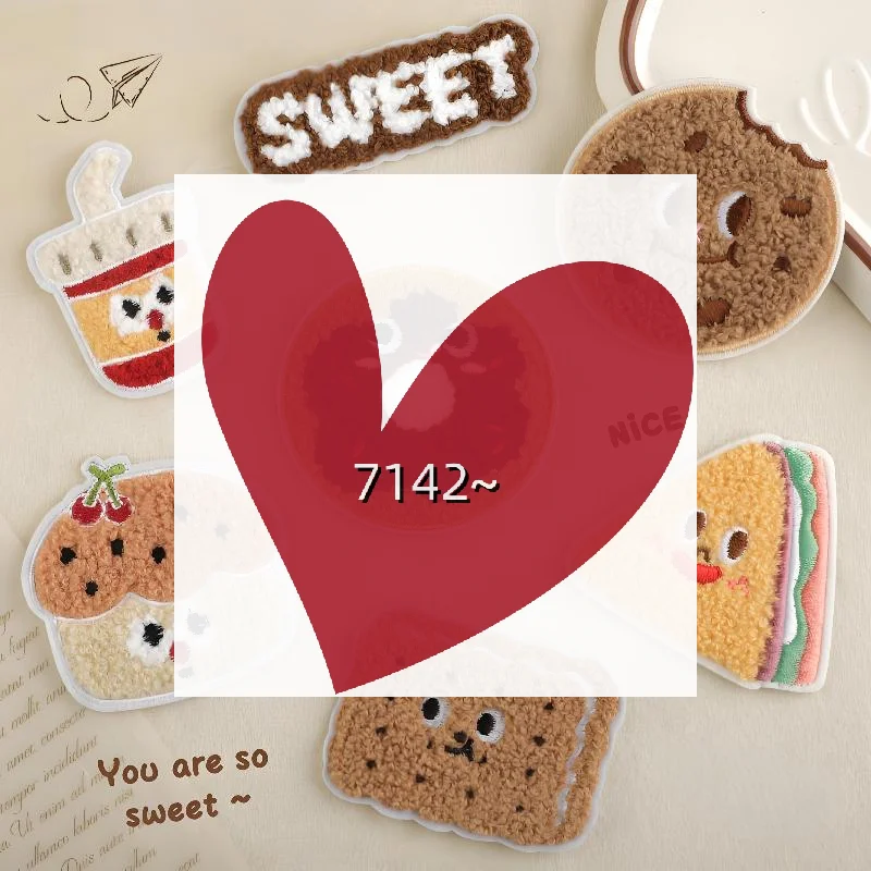 

Self Adhesive Biscuits French Frie Patch For Clothing Iron On Embroidered Fabric Badge Patch DIY Apparel Accessories