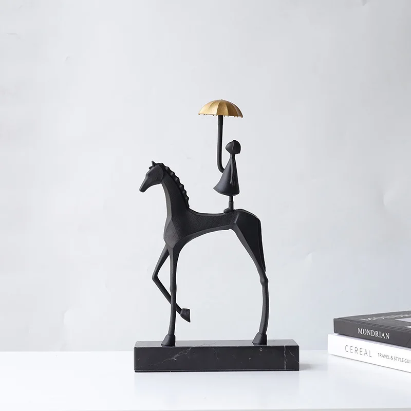 Abstract Minimalist Cast Iron Marble Black Sculpture Ornament Soft Home Decor Showroom Live Stream Bookcase Desktop Art Craft