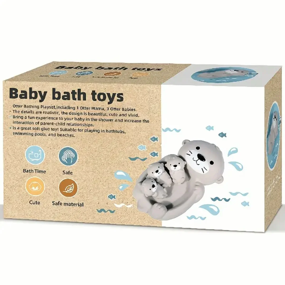 4PCS Otter Bath SoftWater Toy set, Cute Floating Pool SqueezeToys for Toddlers Playing While Washing,Parent-Child,birthday gift