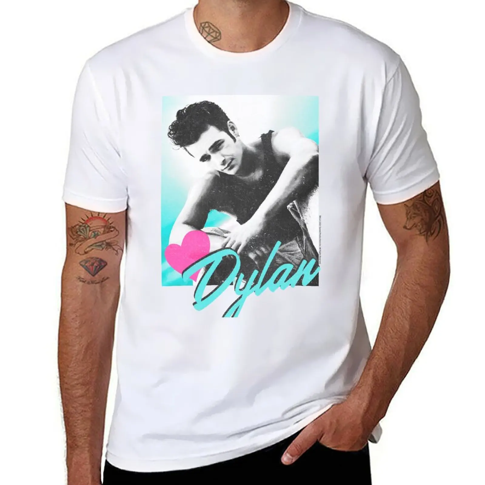 

Beverly Hills 90210 Dylan McKay Distressed Heart Portrait T-Shirt custom t shirt vintage t shirts slim fit t shirts for men