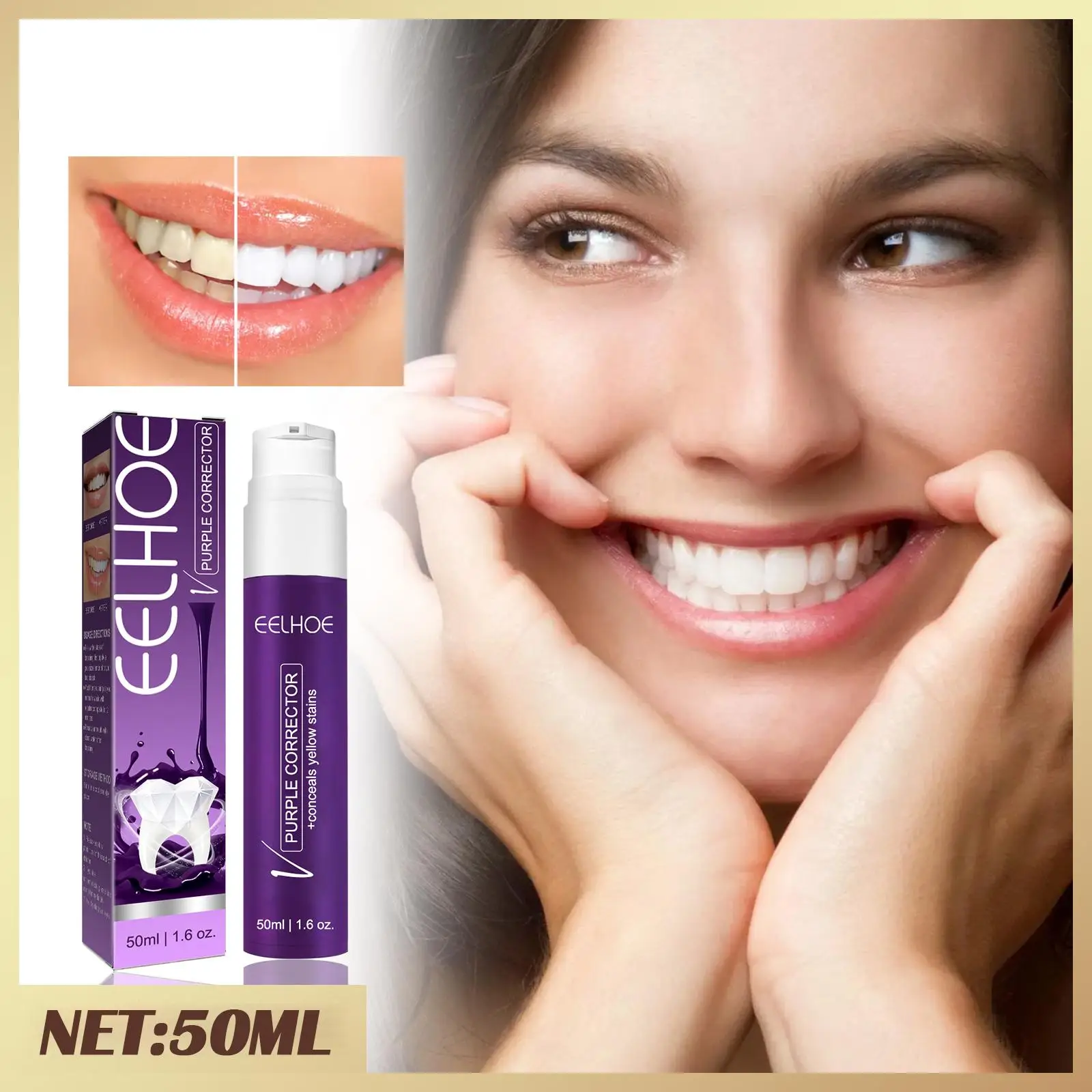 50/30ml Purple Safe Whitening Toothpaste Refreshing Breath Teeth Foam Tooth Cleaning Mousse Plaque Removal Dentifrice Teeth Care