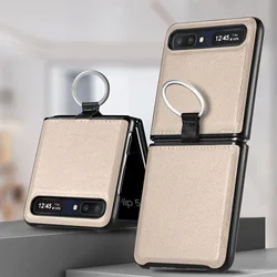 Finger Ring Holder Leather Case for Samsung Galaxy Z Flip 2 7 flip7 Flip2 flip6 Flip 6 5 4 3 Flip3 Flip5 Flip4 5G Fundas