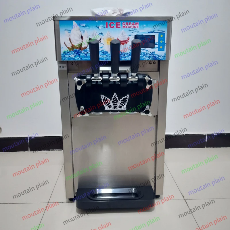 Stainless Steel Ice Cream Machine Soft Ice Cream Makers 3 Flavors Ice Cream Vending Machine English Operating System