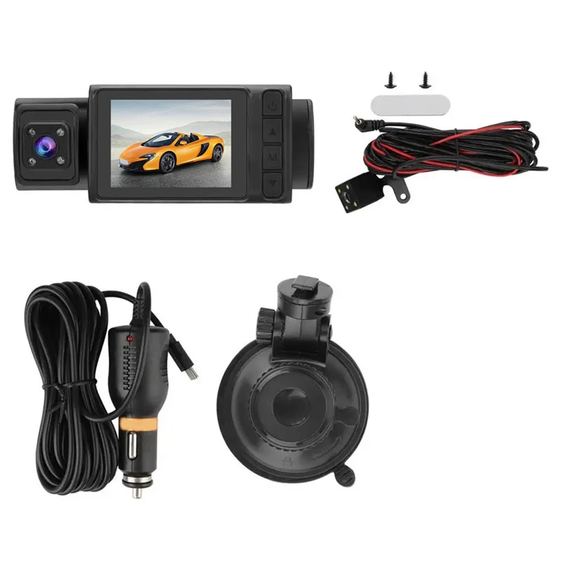 2Inch 1080P Scren Car Camera DVR Car Dashcam Front & Rear Camera With Inside Camera 24 Hour Parking Montior