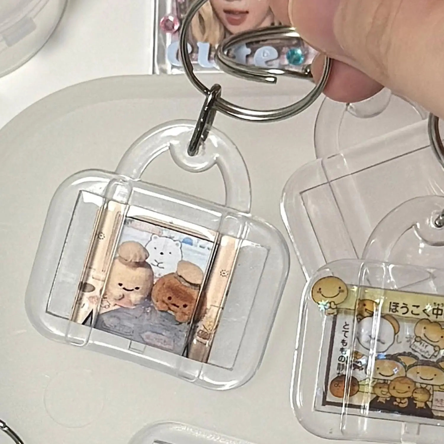 1pcs Blank Photo Frame Keychain Clear Acrylic Keyring Insert Photo Split Key Pendant DIY Key Holder Couple Anniversary Gifts