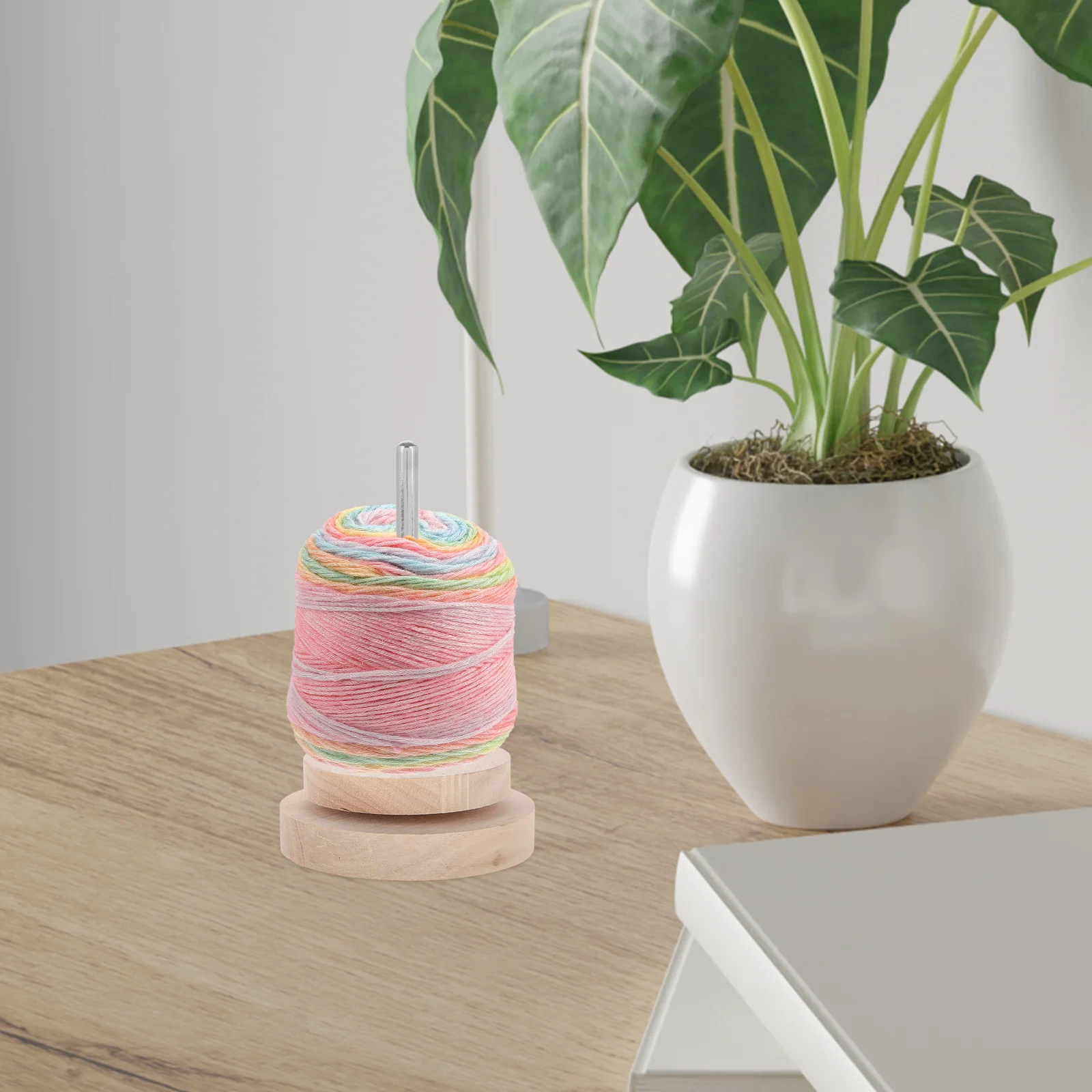 

Wooden Yarn Holder Rotating Crocheting Spool Dispenser Ball Winder Organizing Tool for Knitting Embroidery Storage Rack