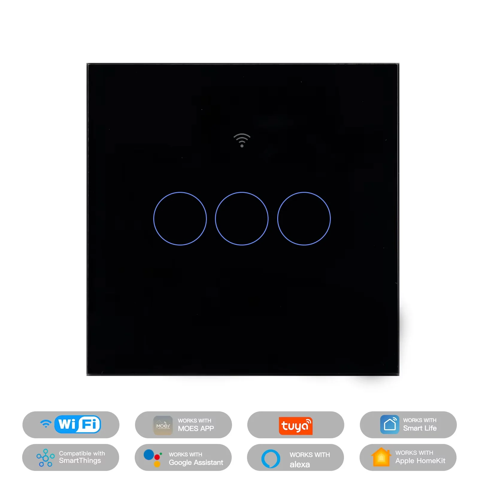 MOES Matter Tuya WiFi slimme lichtschakelaar Glas Touch Control Brandwerende neutrale draad vereist met Alexa Google Home HomeKit