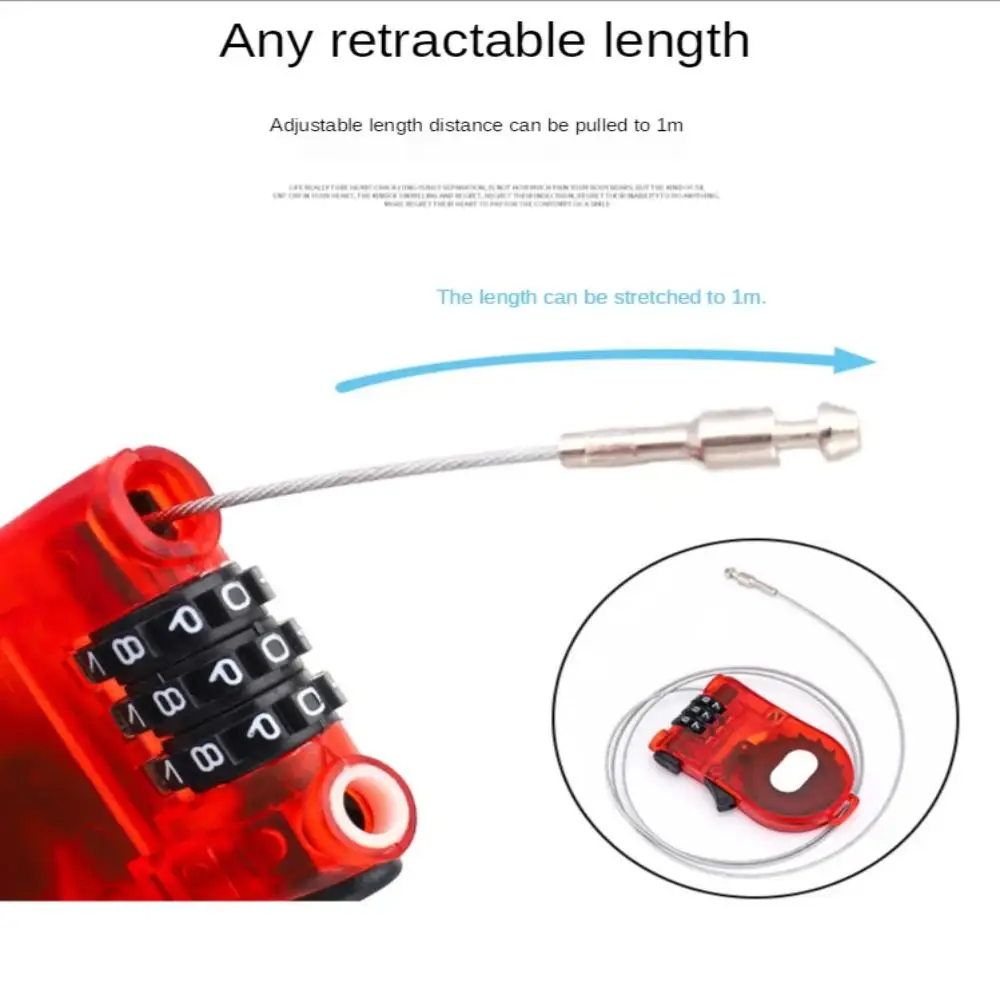 DOMEN Bicycle Steel 3 Digit Cable Code Lock Outdoor Waterproof Motorcycle Helmet Anti-Theft Chain Password Lock Bike Accessories image 3