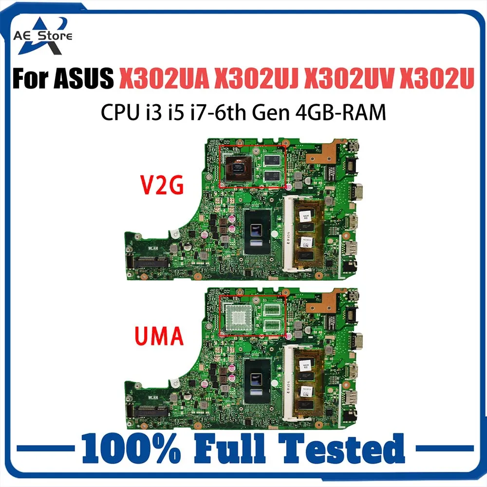 

X302UJ Laptop Motherboard For ASUS X302UA X302UV X302U Mainboard with CPU i3 i5 i7-6th Gen 4GB-RAM GT920M-V2G GPU