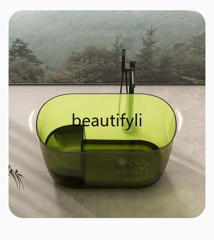 

Japanese-style deep bubble transparent bathtub hotel homestay independent sitting mini crystal bathtub4593