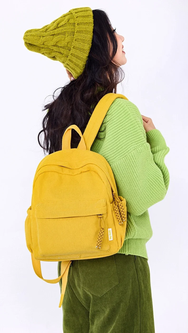 

Large Capacity Corduroy Women's Small Backpack Women's Backpack Japanese Casual Simple Multifunctional Travel Shopping