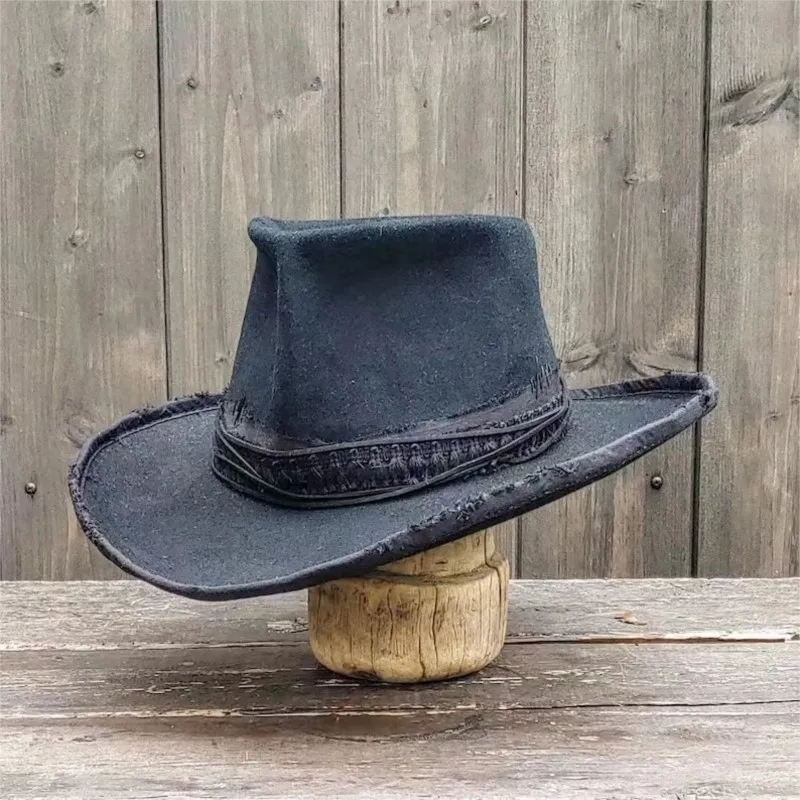 New fashionable solid-color felt hat with webbing decoration a pure top