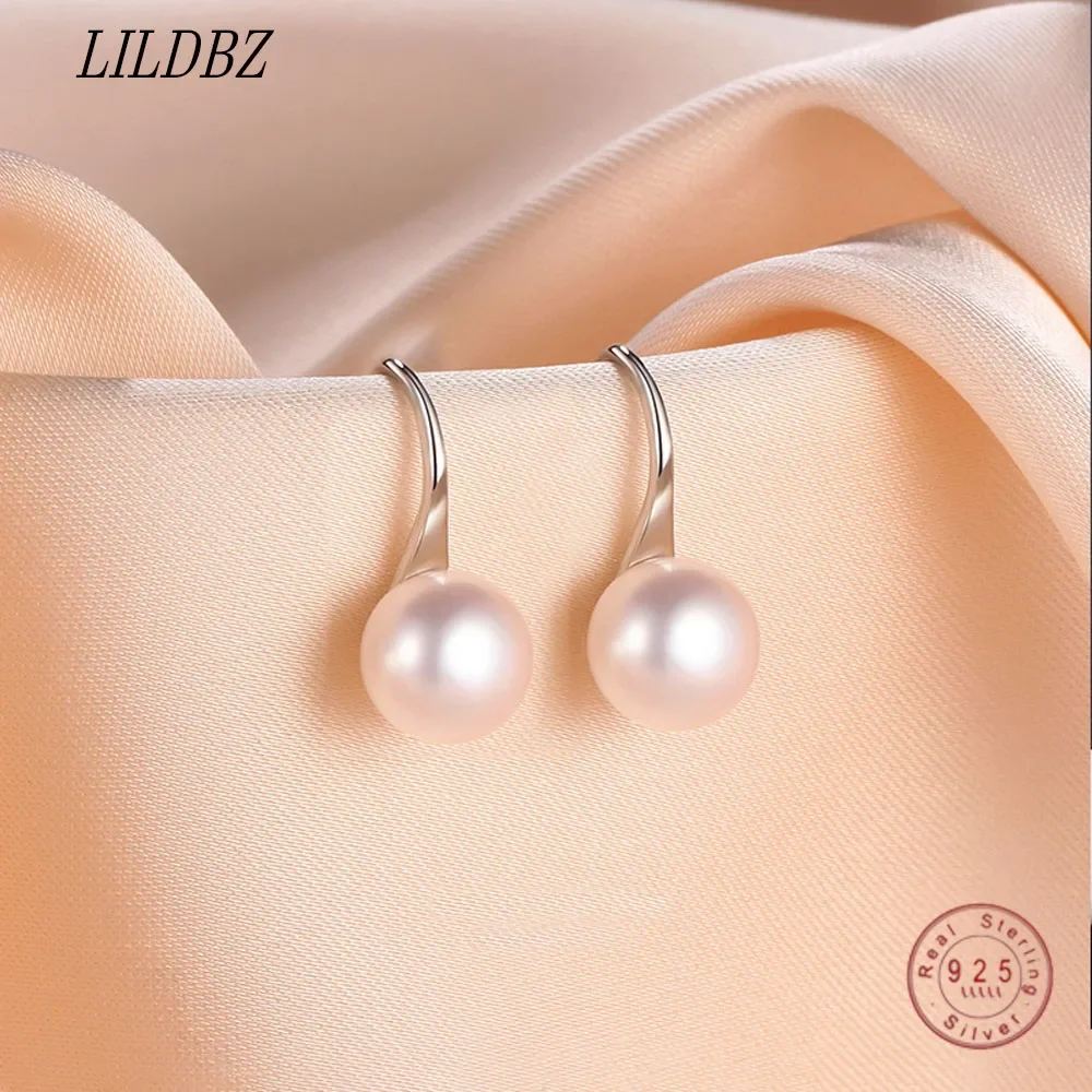 Natural Freshwater Pearl Stud Earrings Real 925 Sterling Silver  Cultured White  Women's Charm Earring Jewelry