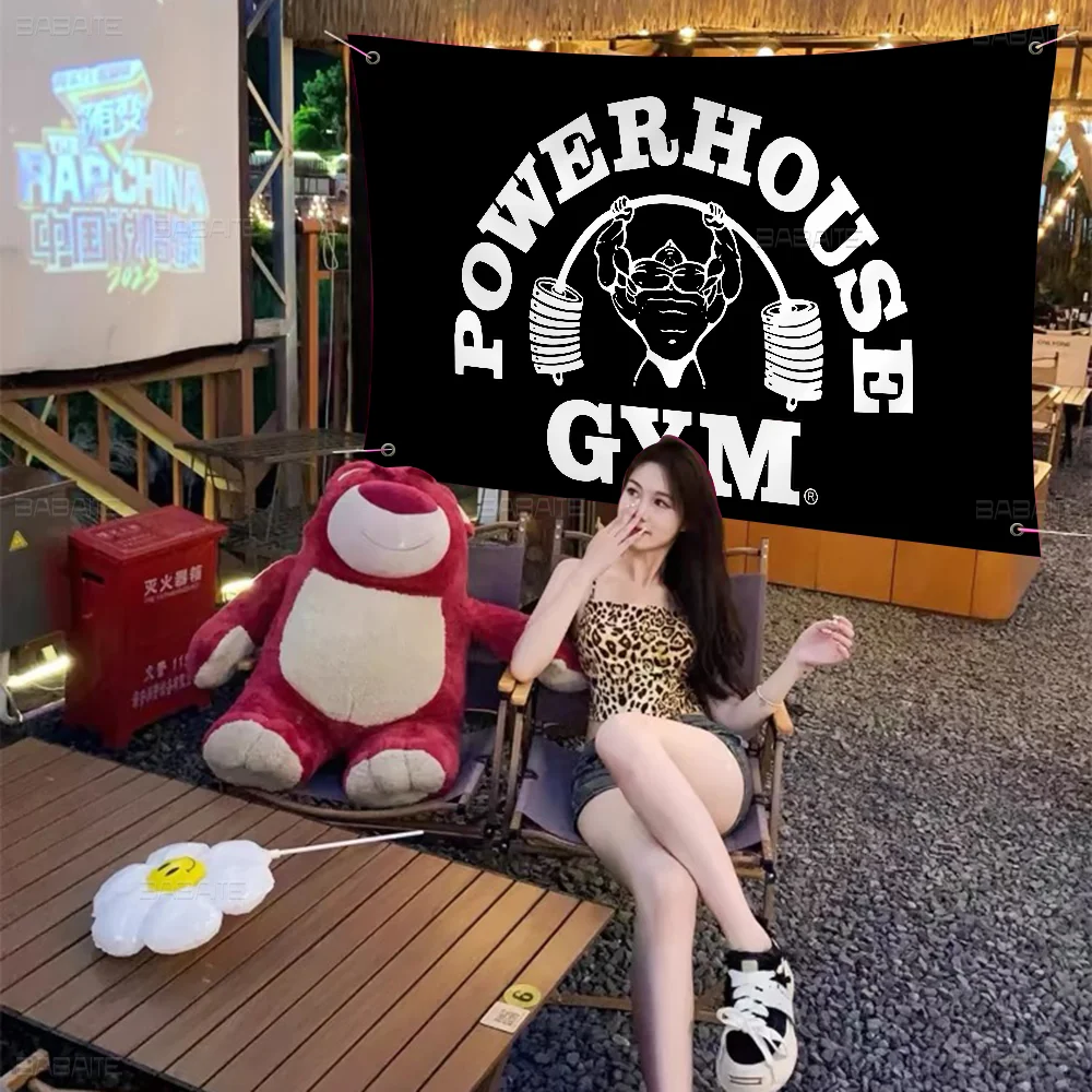 Powerhouse Gym Cartoon Flag Art Science Fiction Room Home Decor Wall Hanging Home Decor Banner