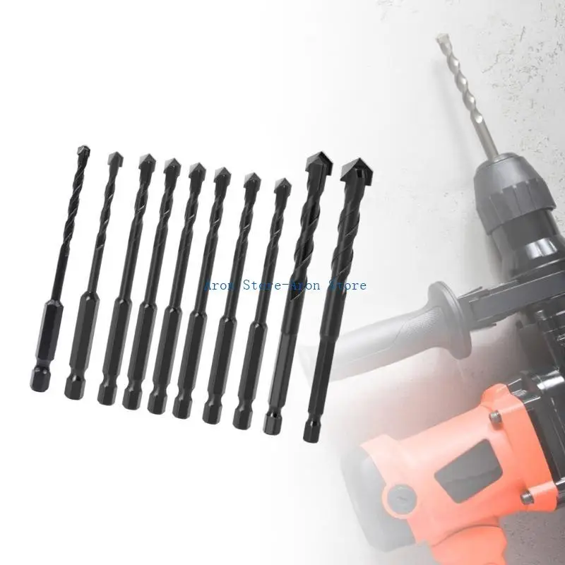 H3CF 10pcs Triângulo hexagonal Aço parede parede parede concreto Bit Bit mármore doméstico Mão perfuração Bit