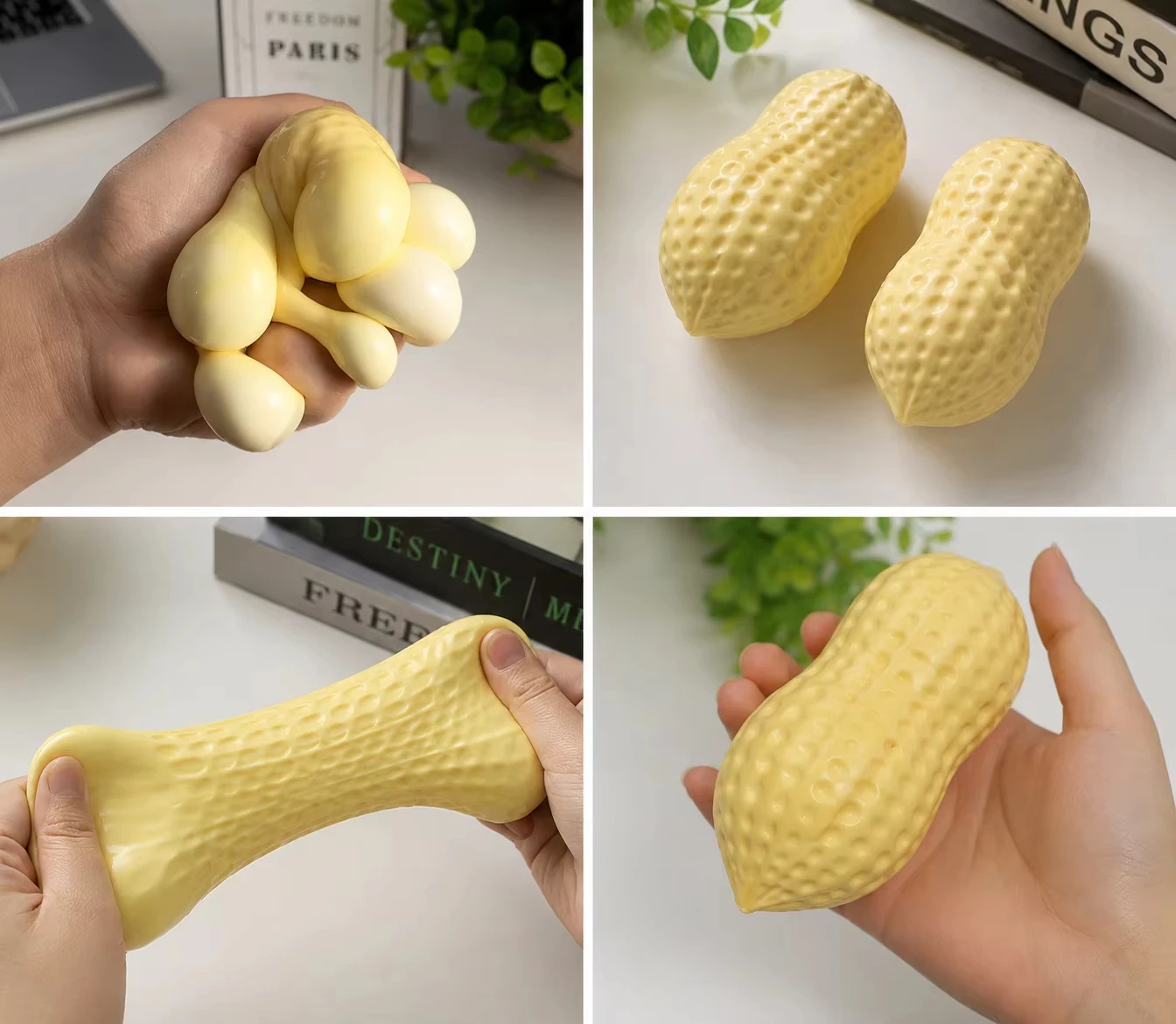 Super‑Realistic Motorcycle Pendant & 11cm Peanut Squishy Toy, Soft & Elastic Office Stress‑Relief Fidget Toy for Kids & Adults