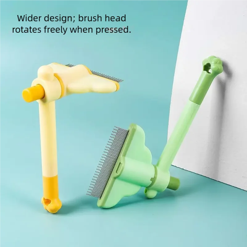 360 Rotating Pet Slicker Comb Double Layer Tooth One Click Hair Release Deshedding Detangling Brush For Cats Dogs All Fur Types