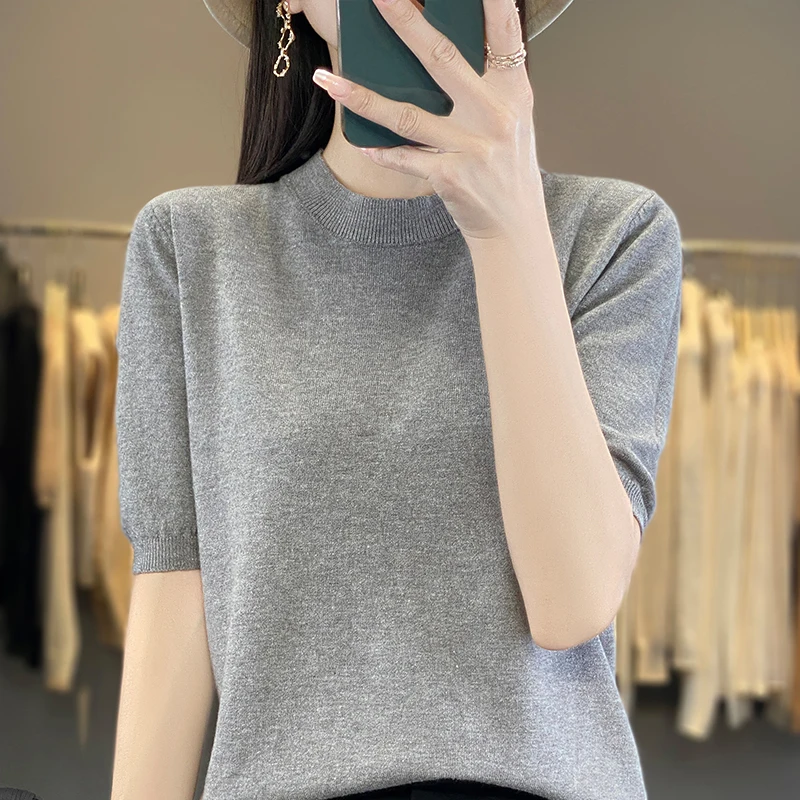 2024 Classic style Hot sales of Cashmere wool blend Sweater round collar Short sleeve knitted Multicolor Soft and warm Pullover