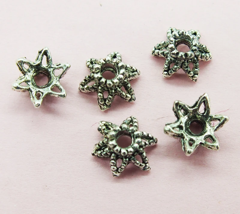 300pcs  5X8MM Tibetan Jewelry Accessories Hollow Flower Beads End Caps Jewelry Find