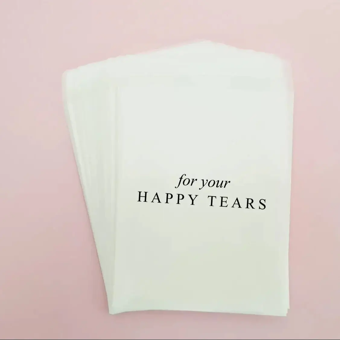 x50 For Your Happy Tears Wedding Tissues Packets 100% Biodegradable Glassine Bags - 50 pack - Wedding Supplies