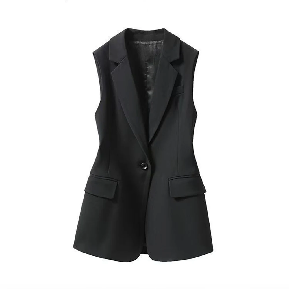 XS-5XL Summer New Unisex Solid Color Sleeveless Suit Vest Retro Fashion Trend High Street Casual Loose Simple Neutral Top