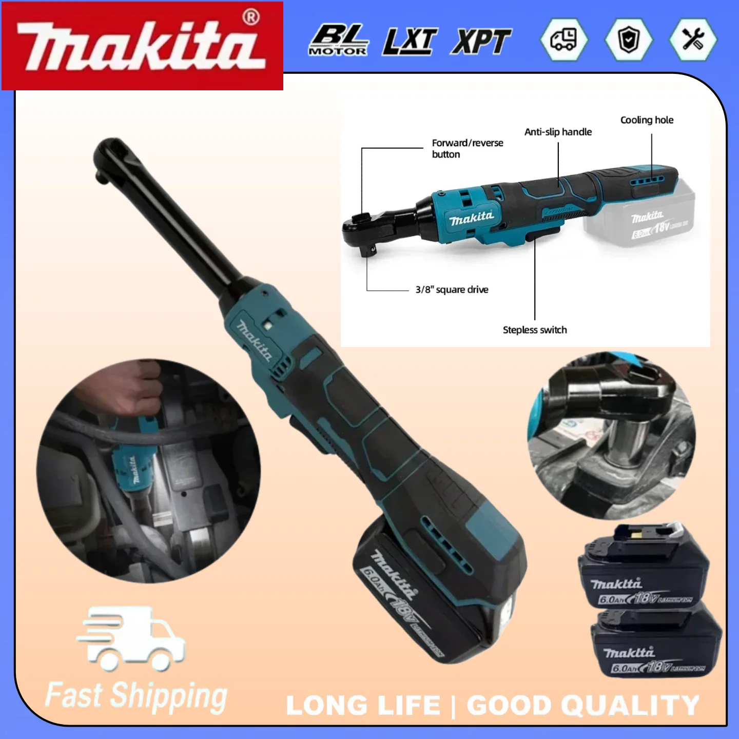 

Makita Cordless Multifunction Power Wrench Brushless Variable Speed Ratchet Driver Repair Tools For Makita 18V Battery
